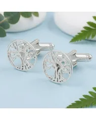 925 Sterling Silver & Brass Vintage Tree of Life Cufflinks for Men