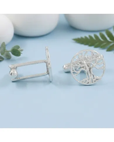 925 Sterling Silver & Brass Vintage Tree of Life Cufflinks for Men