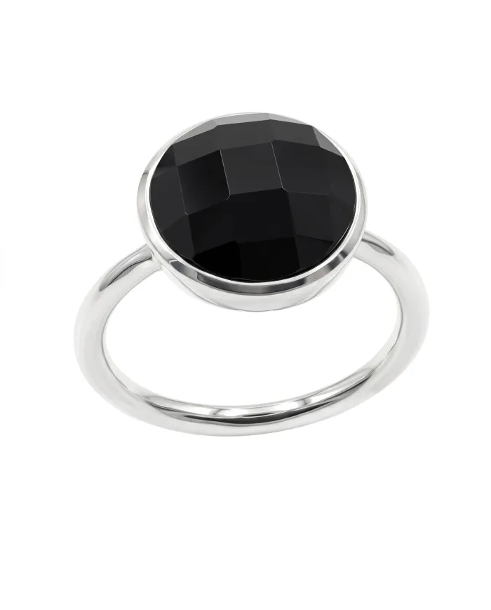 Black Onyx Solitaire Ring - 925 Sterling Silver Handmade Jewelry