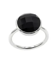 Black Onyx Solitaire Ring - 925 Sterling Silver Handmade Jewelry