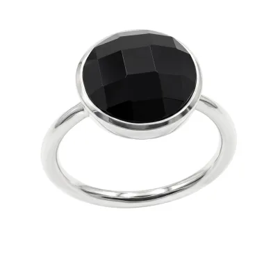Black Onyx Solitaire Ring - 925 Sterling Silver Handmade Jewelry