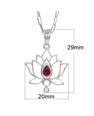 925 Sterling Silver Ruby and Swarovski Crystal Lotus Pendant