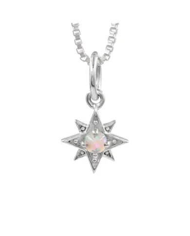Sterling Silver Opal North Star Pendant Necklace | Celestial Jewelry