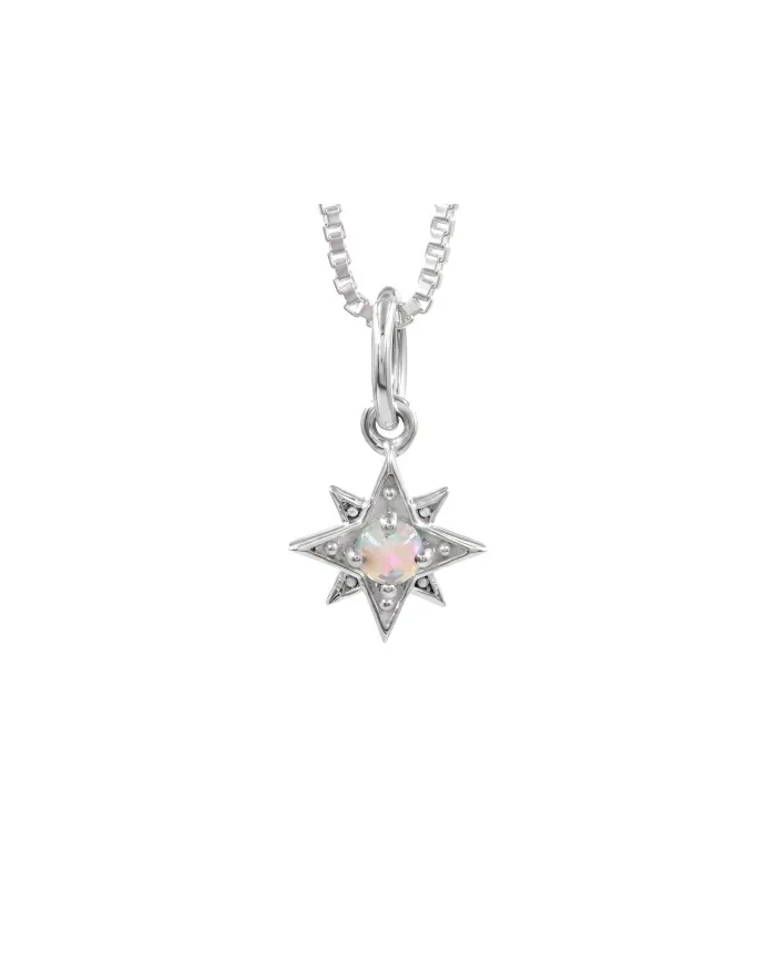 Sterling Silver Opal North Star Pendant Necklace | Celestial Jewelry