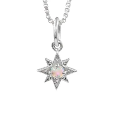 Sterling Silver Opal North Star Pendant Necklace | Celestial Jewelry