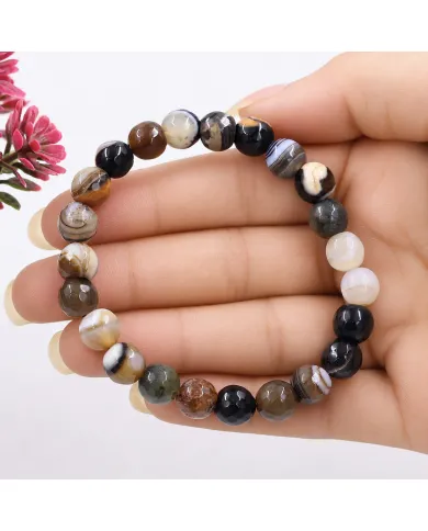 8mm Beads Botswana Agate Stretch Bracelet
