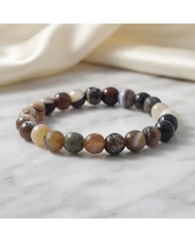 8mm Beads Botswana Agate Stretch Bracelet
