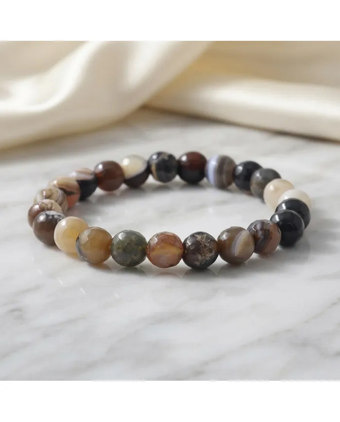 8mm Beads Botswana Agate Stretch Bracelet