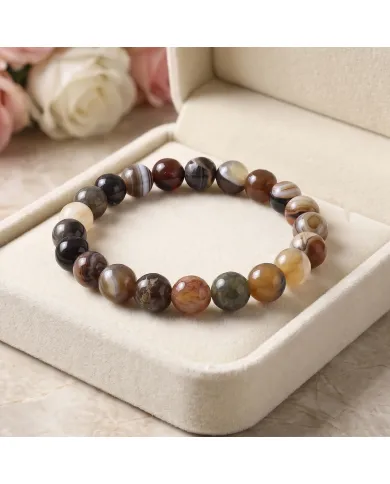 8mm Beads Botswana Agate Stretch Bracelet