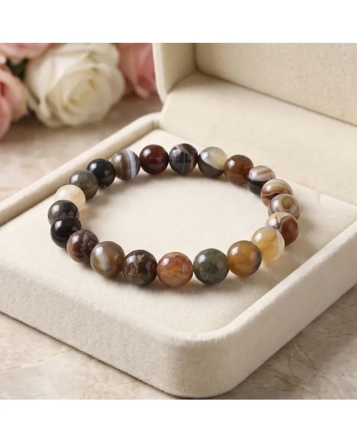 8mm Beads Botswana Agate Stretch Bracelet