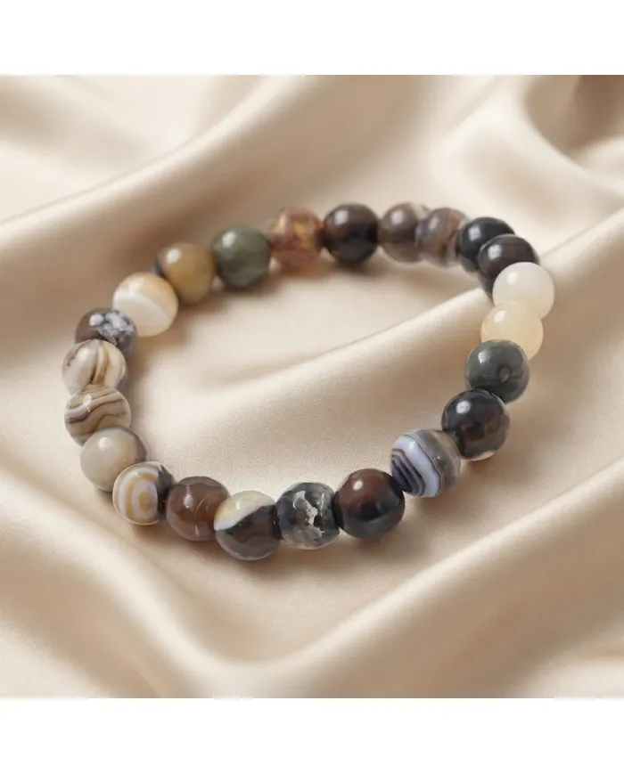 8mm Beads Botswana Agate Stretch Bracelet