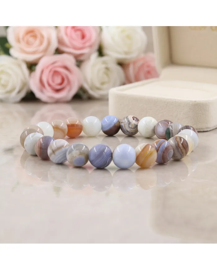 8mm Beads Botswana Agate Stretch Bracelet