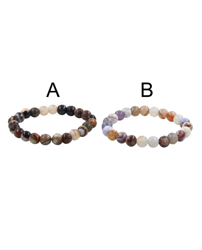 8mm Beads Botswana Agate Stretch Bracelet