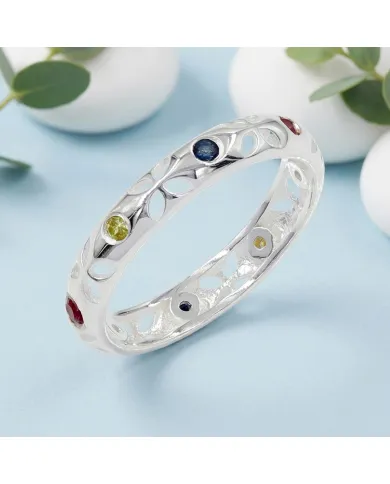 Multicolor Sapphire Ring - 925 Sterling Silver Handmade Jewelry