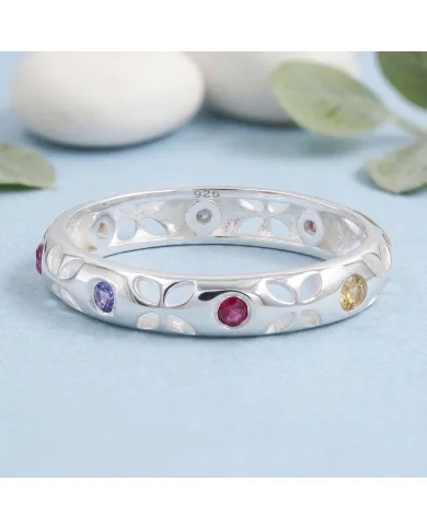 Multicolor Sapphire Ring - 925 Sterling Silver Handmade Jewelry