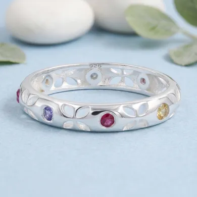 Multicolor Sapphire Ring - 925 Sterling Silver Handmade Jewelry