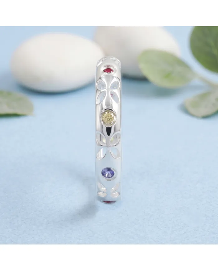 Multicolor Sapphire Ring - 925 Sterling Silver Handmade Jewelry