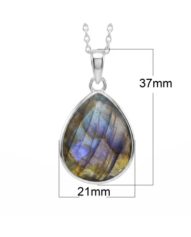 Labradorite Solitaire Pendant - 925 Sterling Silver Gemstone Jewelry