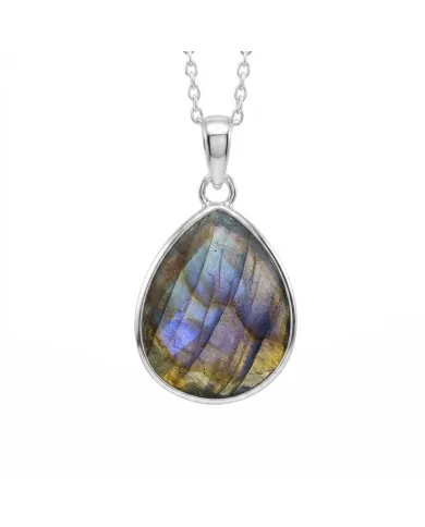 Labradorite Solitaire Pendant - 925 Sterling Silver Gemstone Jewelry