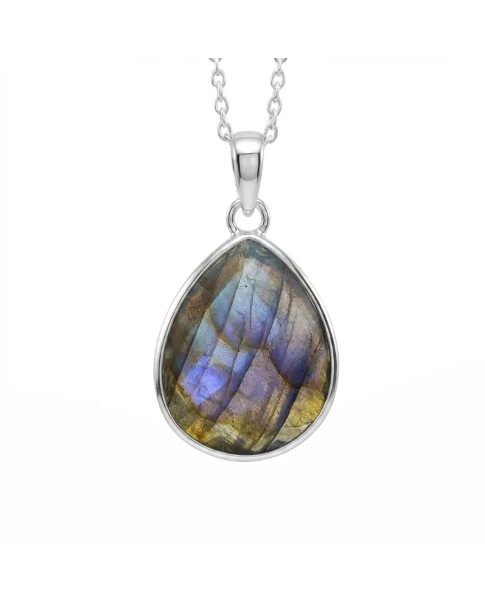 Labradorite Solitaire Pendant - 925 Sterling Silver Gemstone Jewelry