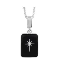 Blue Copper Turquoise Shield Pendant with Moissanite Compass Star | Sterling Silver