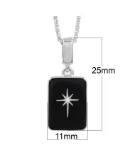 Black Onyx Moissanite Compass Star Pendant | 925 Sterling Silver