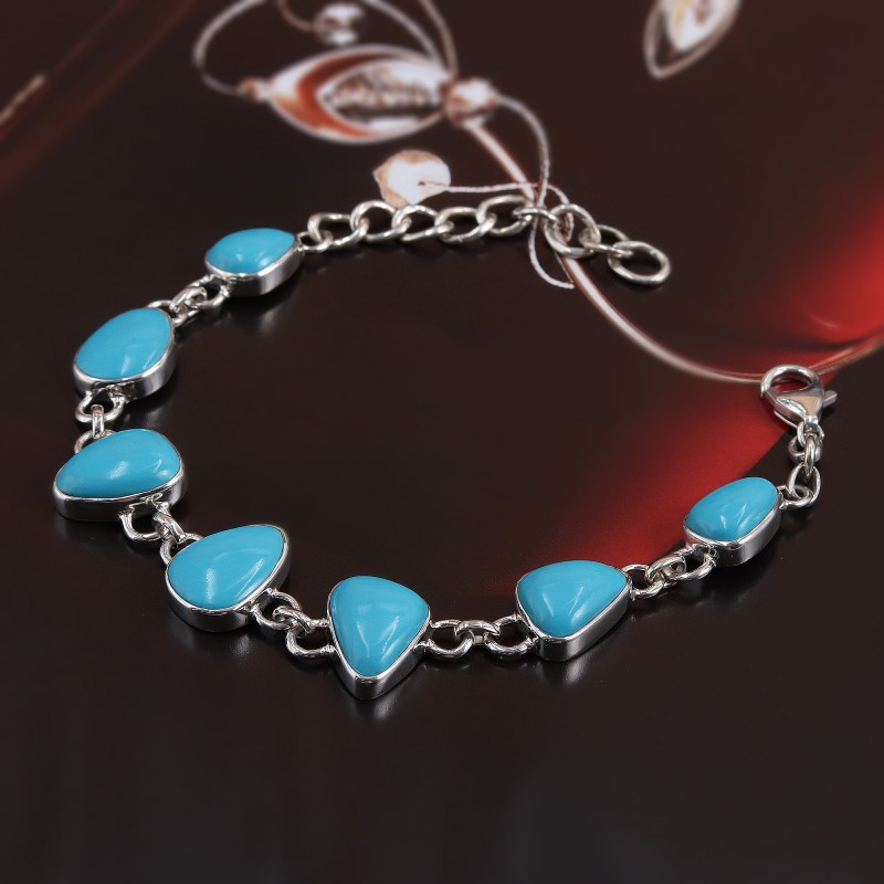 Natural Turquoise 925 Sterling Silver high quality Gemstone Handmade Jewelry Bracelet For Women