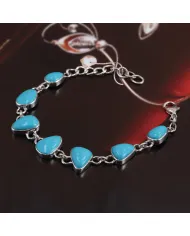 925 Sterling Silver Arizona Turquoise Link Bracelet for Women