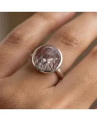 925 Sterling Silver Tourmalinated Quartz Ring Handmade Jewelry