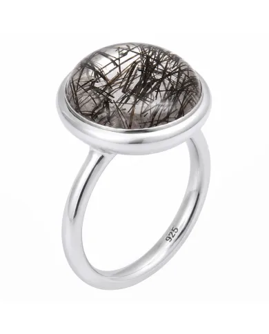 925 Sterling Silver Tourmalinated Quartz Ring Handmade Jewelry