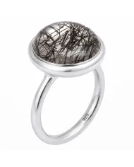 925 Sterling Silver Tourmalinated Quartz Ring Handmade Jewelry