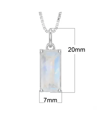 Rainbow Moonstone Rectangular Pendant - 925 Sterling Silver Jewelry