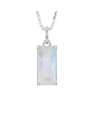 Rainbow Moonstone Rectangular Pendant - 925 Sterling Silver Jewelry