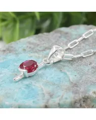 Ruby Pendant | 925 Sterling Silver Handmade Minimalist Gemstone Jewelry