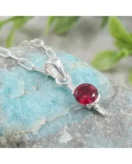 Ruby Pendant | 925 Sterling Silver Handmade Minimalist Gemstone Jewelry