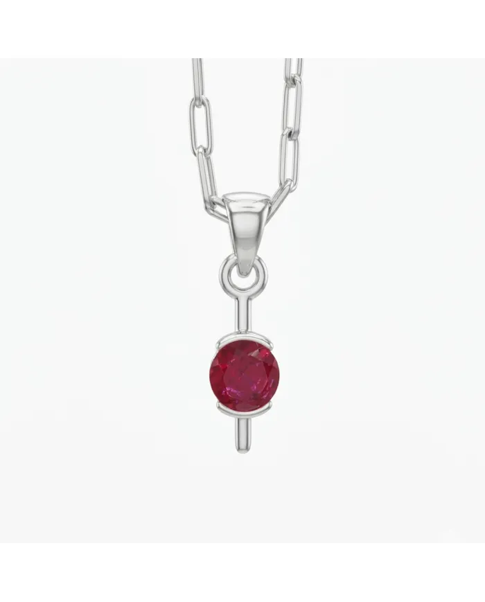 Ruby Pendant | 925 Sterling Silver Handmade Minimalist Gemstone Jewelry