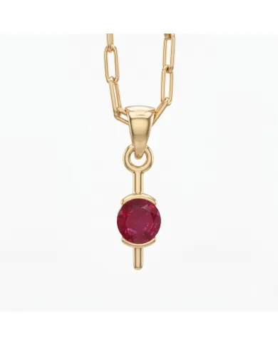 Ruby Gemstone Pendant Necklace | 18K Gold Plated Handmade Jewelry