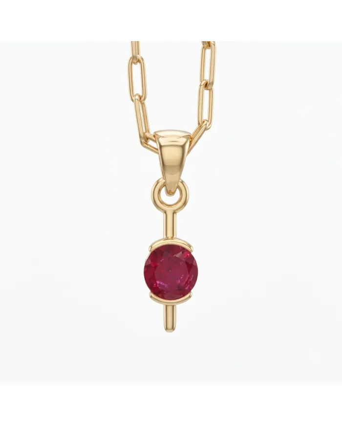 Ruby Gemstone Pendant Necklace | 18K Gold Plated Handmade Jewelry