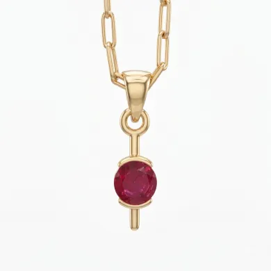 Ruby Gemstone Pendant Necklace | 18K Gold Plated Handmade Jewelry