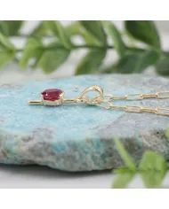 Ruby Gemstone Pendant Necklace | 18K Gold Plated Handmade Jewelry