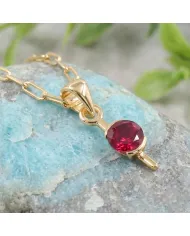 Ruby Gemstone Pendant Necklace | 18K Gold Plated Handmade Jewelry