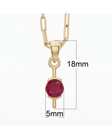 Ruby Gemstone Pendant Necklace | 18K Gold Plated Handmade Jewelry