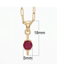 Ruby Gemstone Pendant Necklace | 18K Gold Plated Handmade Jewelry