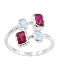 Ruby & Moonstone Ring | 925 Sterling Silver Gemstone Jewelry Gift