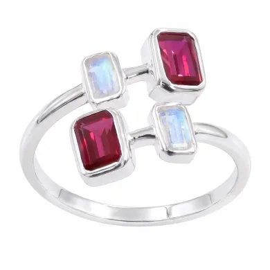 Ruby & Moonstone Ring | 925 Sterling Silver Gemstone Jewelry Gift
