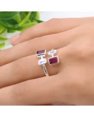 Ruby & Moonstone Ring | 925 Sterling Silver Gemstone Jewelry Gift