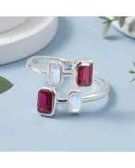 Ruby & Moonstone Ring | 925 Sterling Silver Gemstone Jewelry Gift
