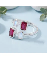 Ruby & Moonstone Ring | 925 Sterling Silver Gemstone Jewelry Gift