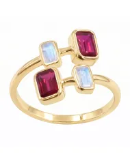 Ruby & Moonstone Ring | 925 Sterling Silver Gemstone Jewelry Gift