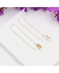 Citrine Thread Earrings - 925 Sterling Silver Handmade Jewelry